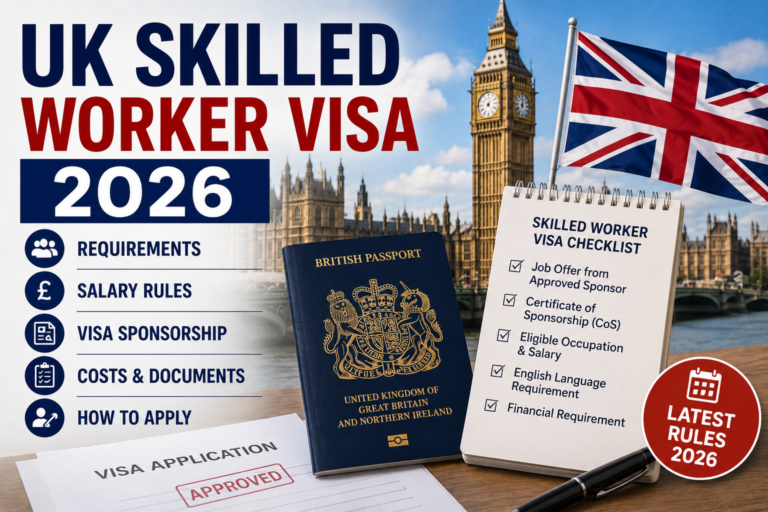 International professional researching UK Skilled Worker visa 2026 requirements and visa sponsorship jobs