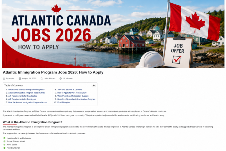 Atlantic Canada jobs 2026 and Atlantic Immigration Program job opportunities